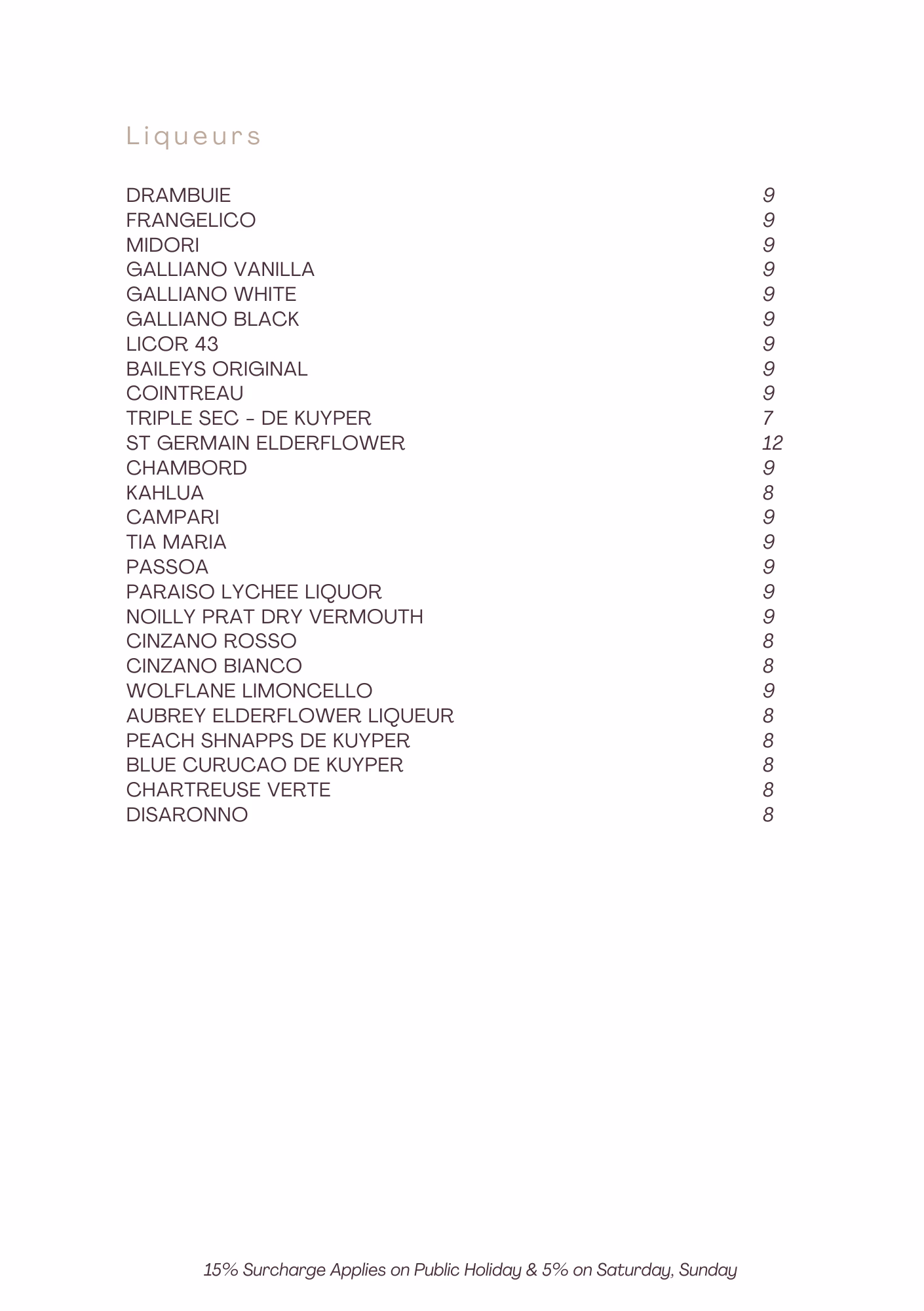 Liqueurs